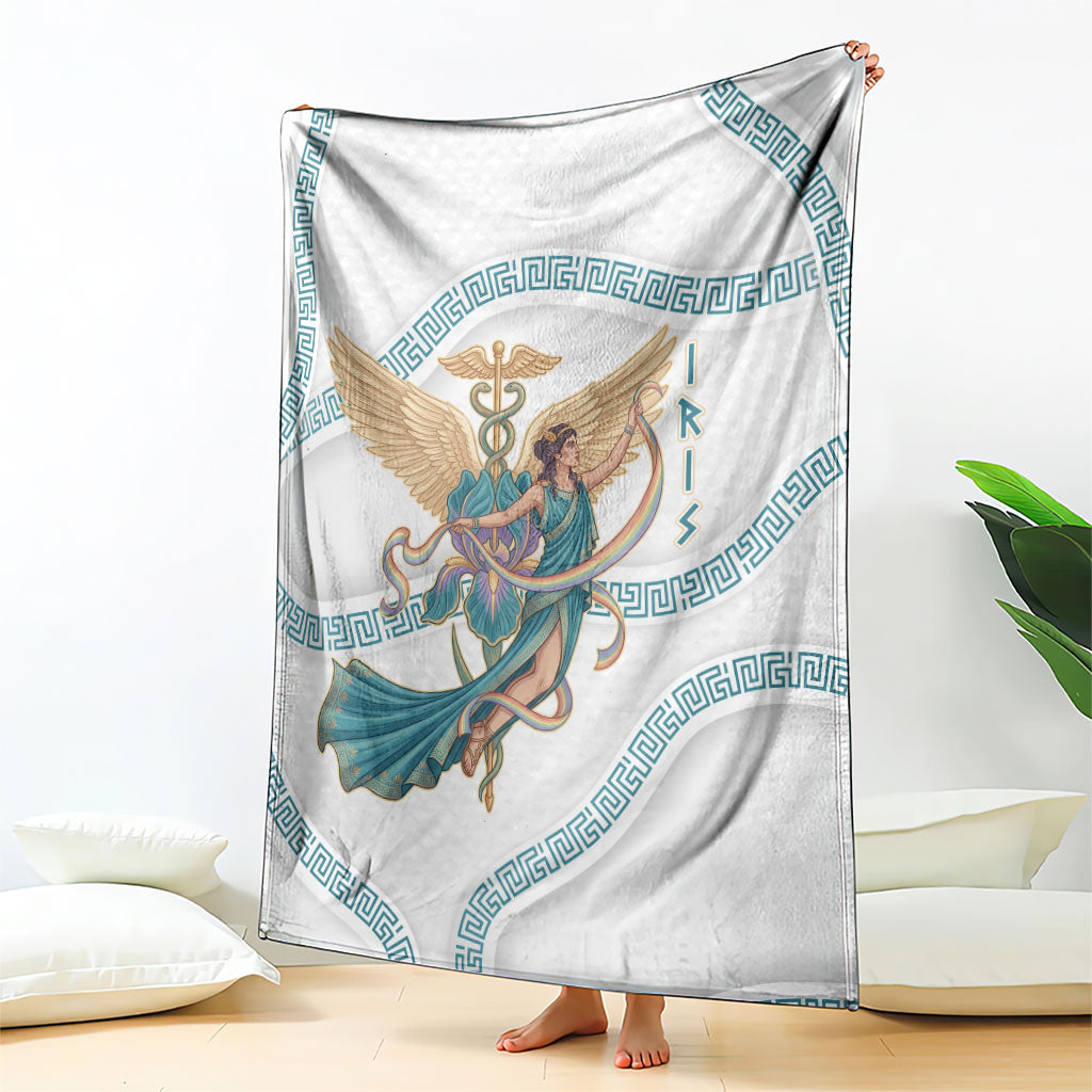 Iris Goddess Blanket Winged Iris Caduceus Staff Rainbow Ribbon Greek Key