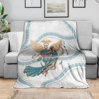 Iris Goddess Blanket Winged Iris Caduceus Staff Rainbow Ribbon Greek Key