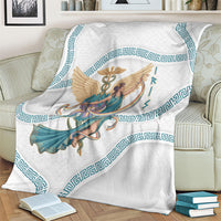 Iris Goddess Blanket Winged Iris Caduceus Staff Rainbow Ribbon Greek Key