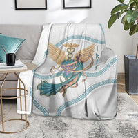 Iris Goddess Blanket Winged Iris Caduceus Staff Rainbow Ribbon Greek Key