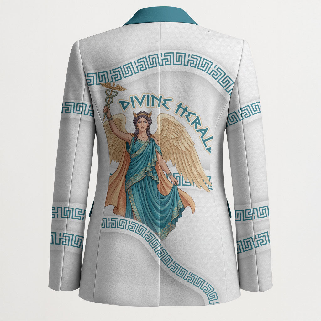 Iris Goddess Blazer Winged Iris Caduceus Staff Rainbow Ribbon Greek Key