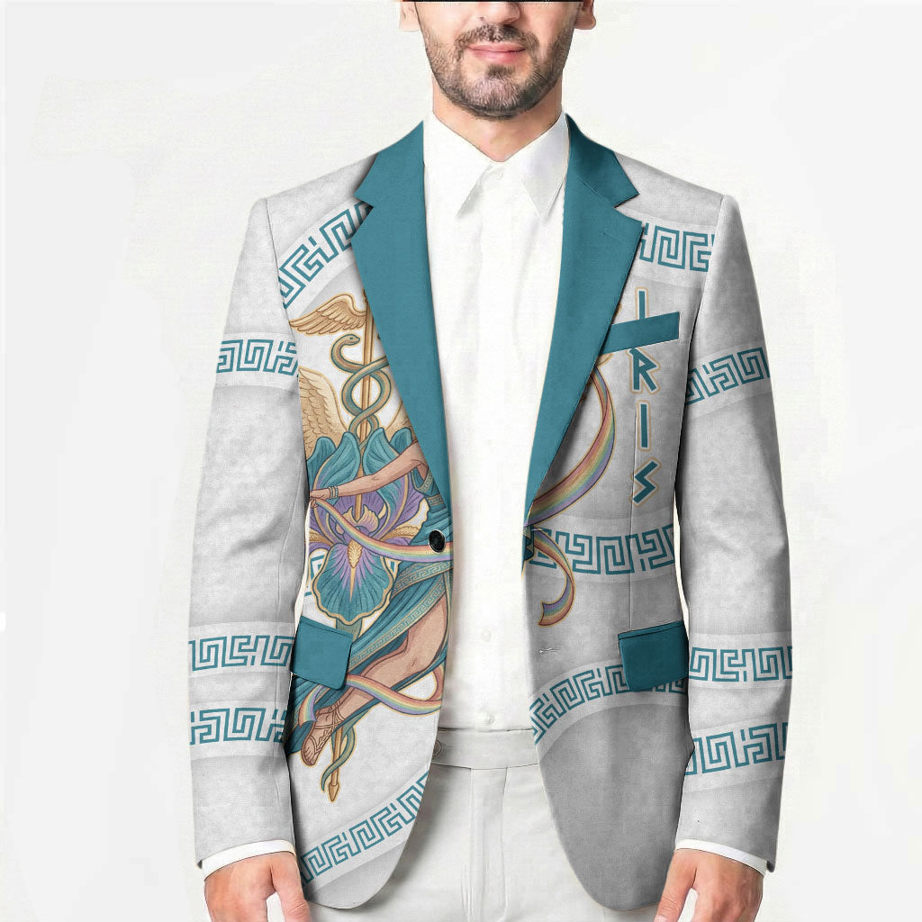 Iris Goddess Blazer Winged Iris Caduceus Staff Rainbow Ribbon Greek Key