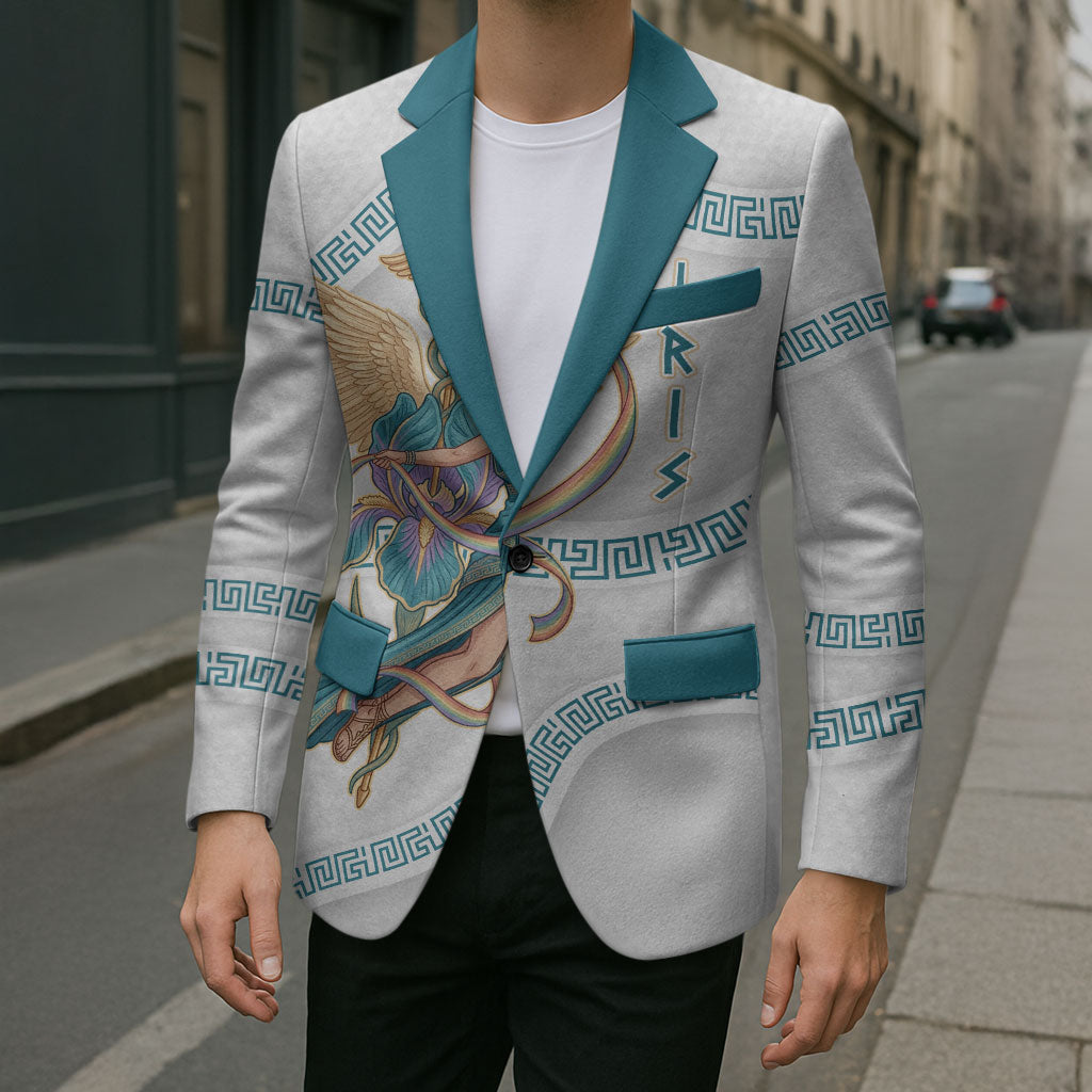 Iris Goddess Blazer Winged Iris Caduceus Staff Rainbow Ribbon Greek Key
