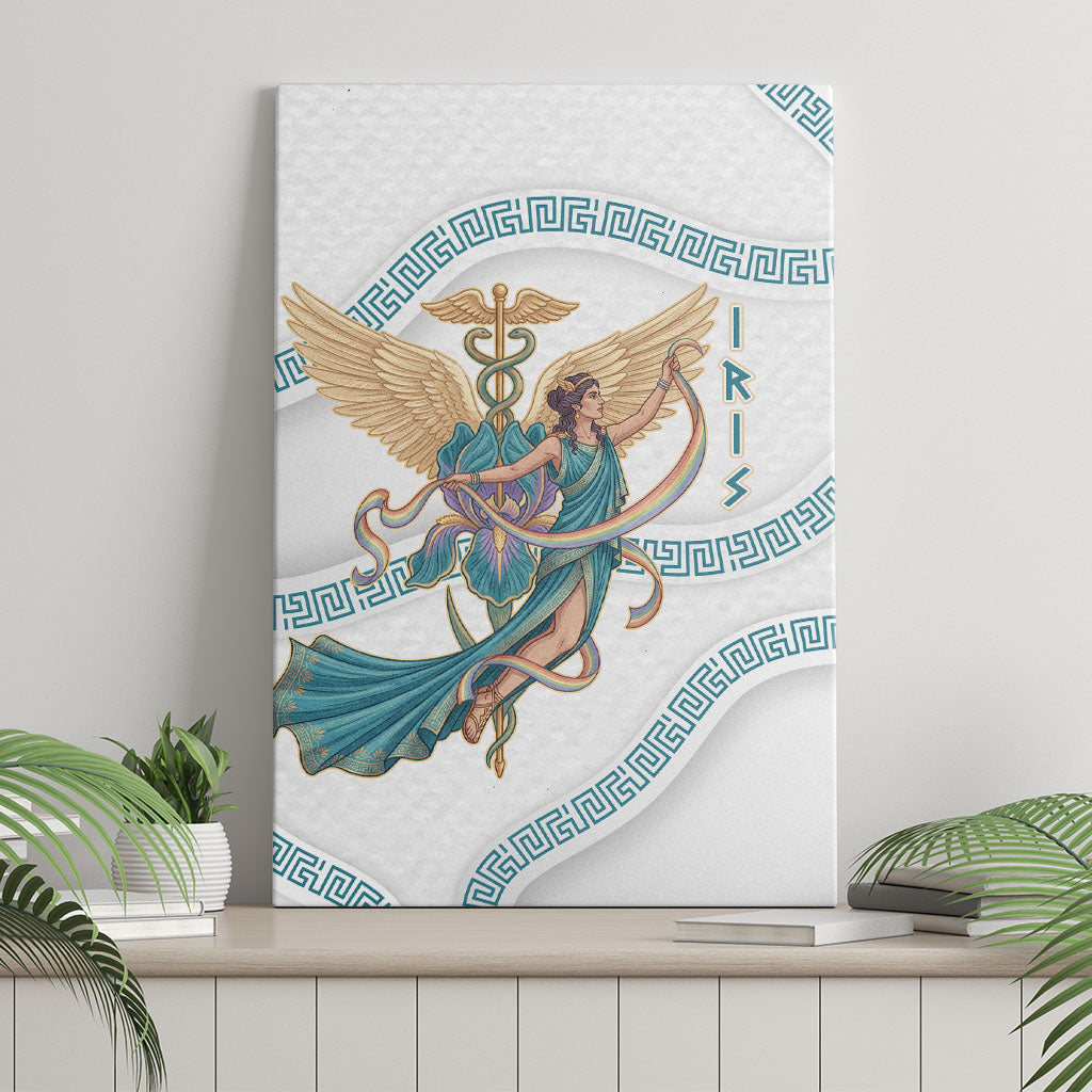 Iris Goddess Canvas Wall Art Winged Iris Caduceus Staff Rainbow Ribbon Greek Key