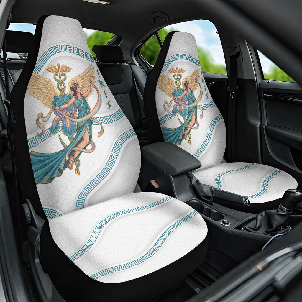 Iris Goddess Car Seat Cover Winged Iris Caduceus Staff Rainbow Ribbon Greek Key