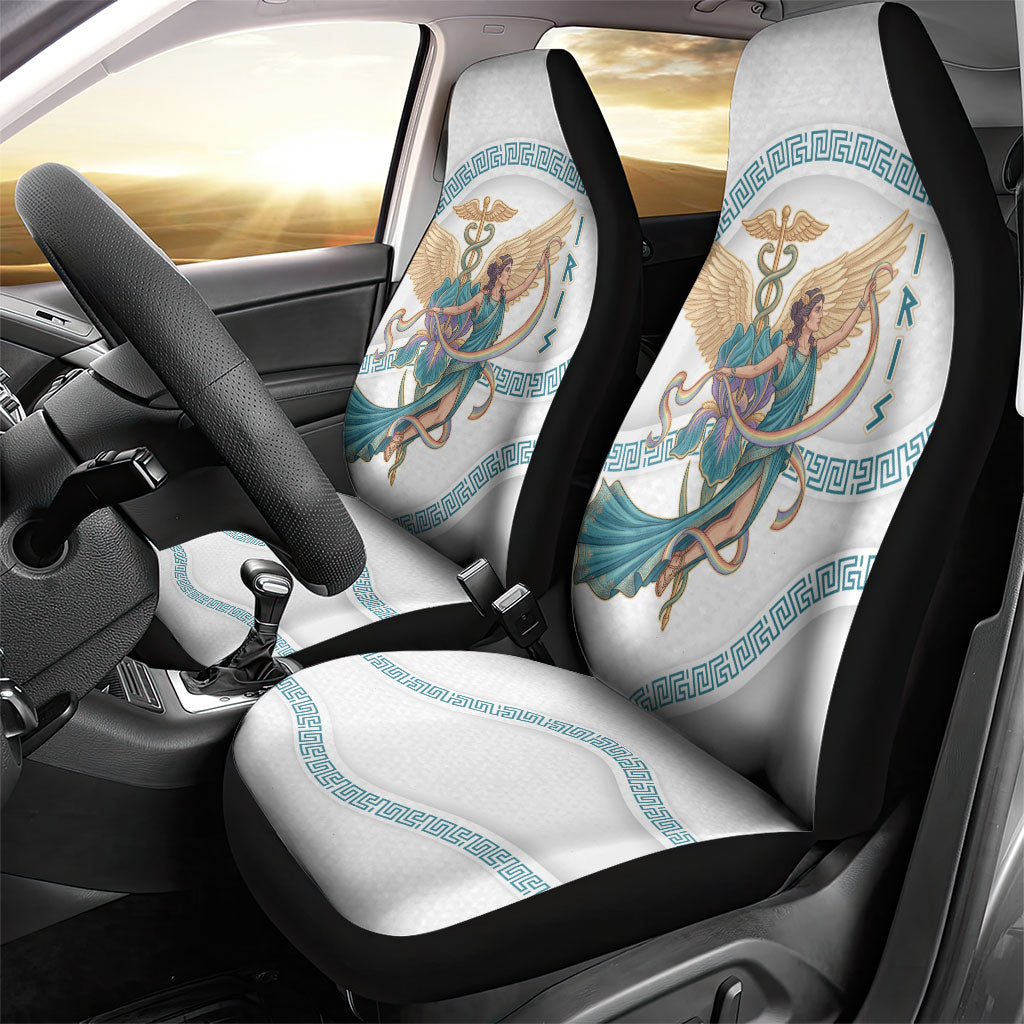 Iris Goddess Car Seat Cover Winged Iris Caduceus Staff Rainbow Ribbon Greek Key