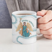 Iris Goddess Ceramic Mug Winged Iris Caduceus Staff Rainbow Ribbon Greek Key