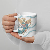 Iris Goddess Ceramic Mug Winged Iris Caduceus Staff Rainbow Ribbon Greek Key