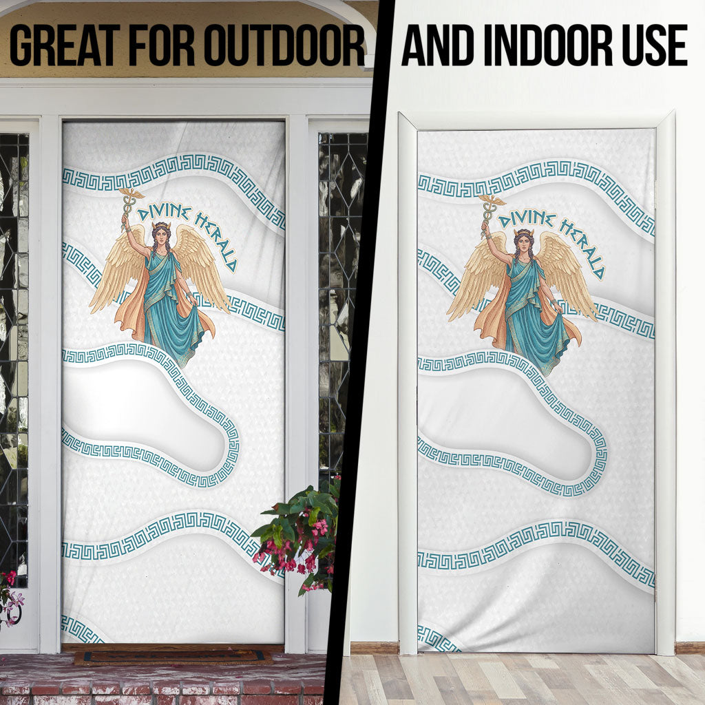 Iris Goddess Door Cover Winged Iris Caduceus Staff Rainbow Ribbon Greek Key