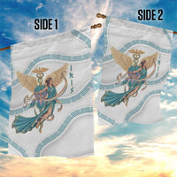Iris Goddess Garden Flag Winged Iris Caduceus Staff Rainbow Ribbon Greek Key