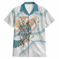 Iris Goddess Hawaiian Shirt Winged Iris Caduceus Staff Rainbow Ribbon Greek Key