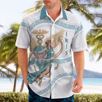 Iris Goddess Hawaiian Shirt Winged Iris Caduceus Staff Rainbow Ribbon Greek Key