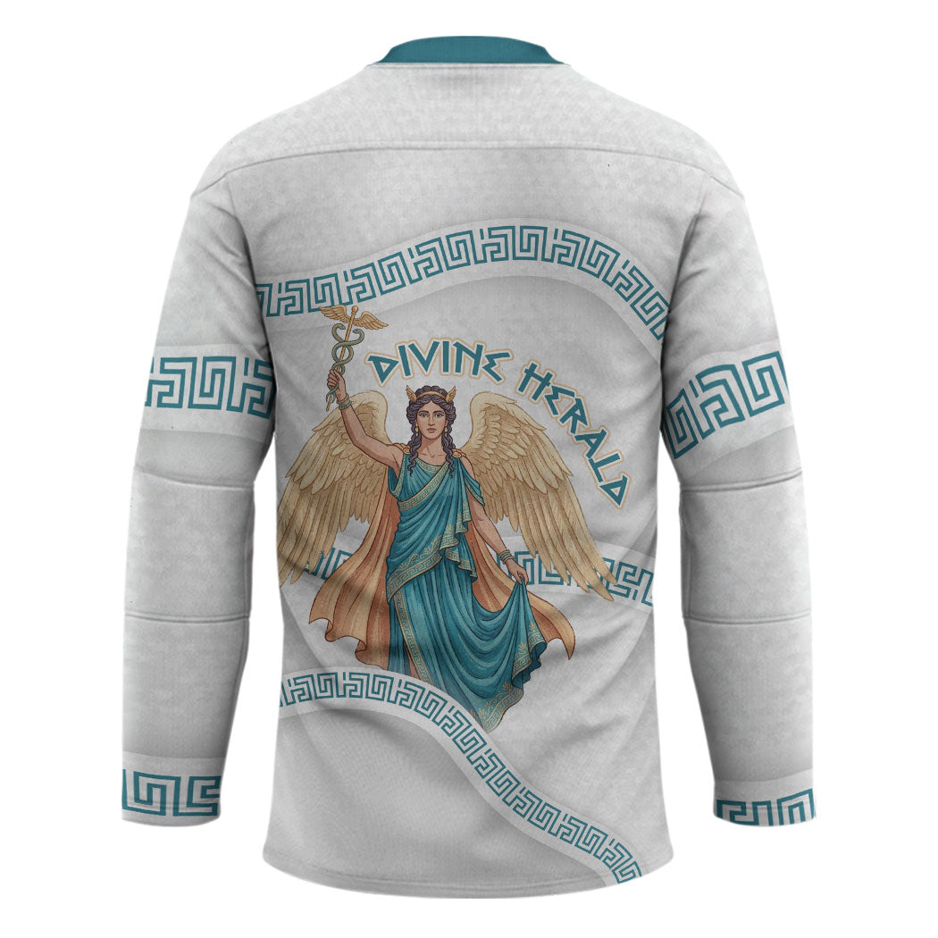 Iris Goddess Hockey Jersey Winged Iris Caduceus Staff Rainbow Ribbon Greek Key