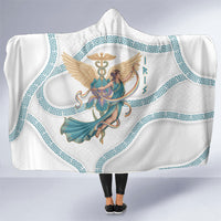 Iris Goddess Hooded Blanket Winged Iris Caduceus Staff Rainbow Ribbon Greek Key