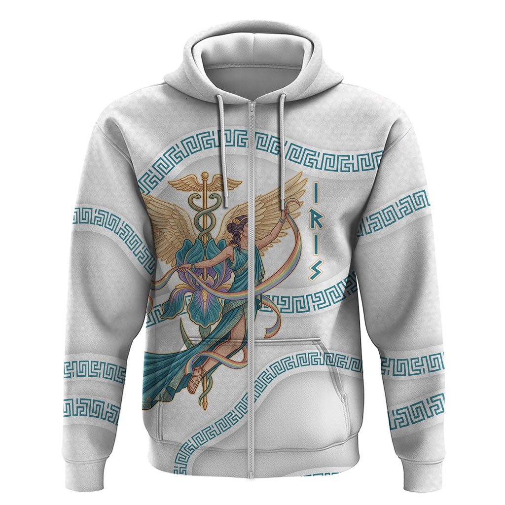 Iris Goddess Hoodie Winged Iris Caduceus Staff Rainbow Ribbon Greek Key