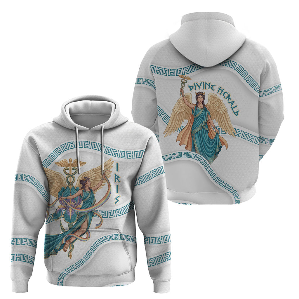 Iris Goddess Hoodie Winged Iris Caduceus Staff Rainbow Ribbon Greek Key