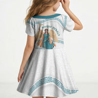 Iris Goddess Kid Short Sleeve Dress Winged Iris Caduceus Staff Rainbow Ribbon Greek Key