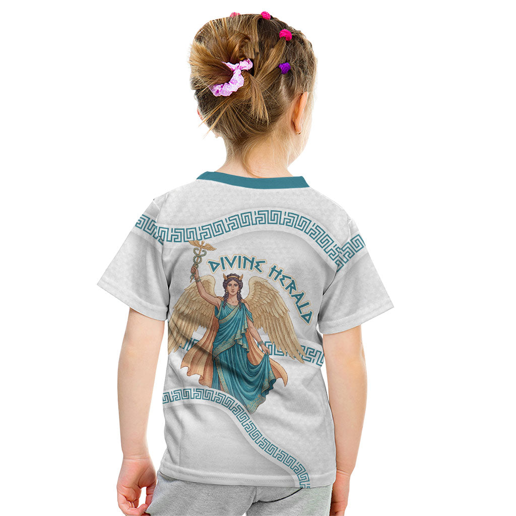 Iris Goddess Kid T Shirt Winged Iris Caduceus Staff Rainbow Ribbon Greek Key