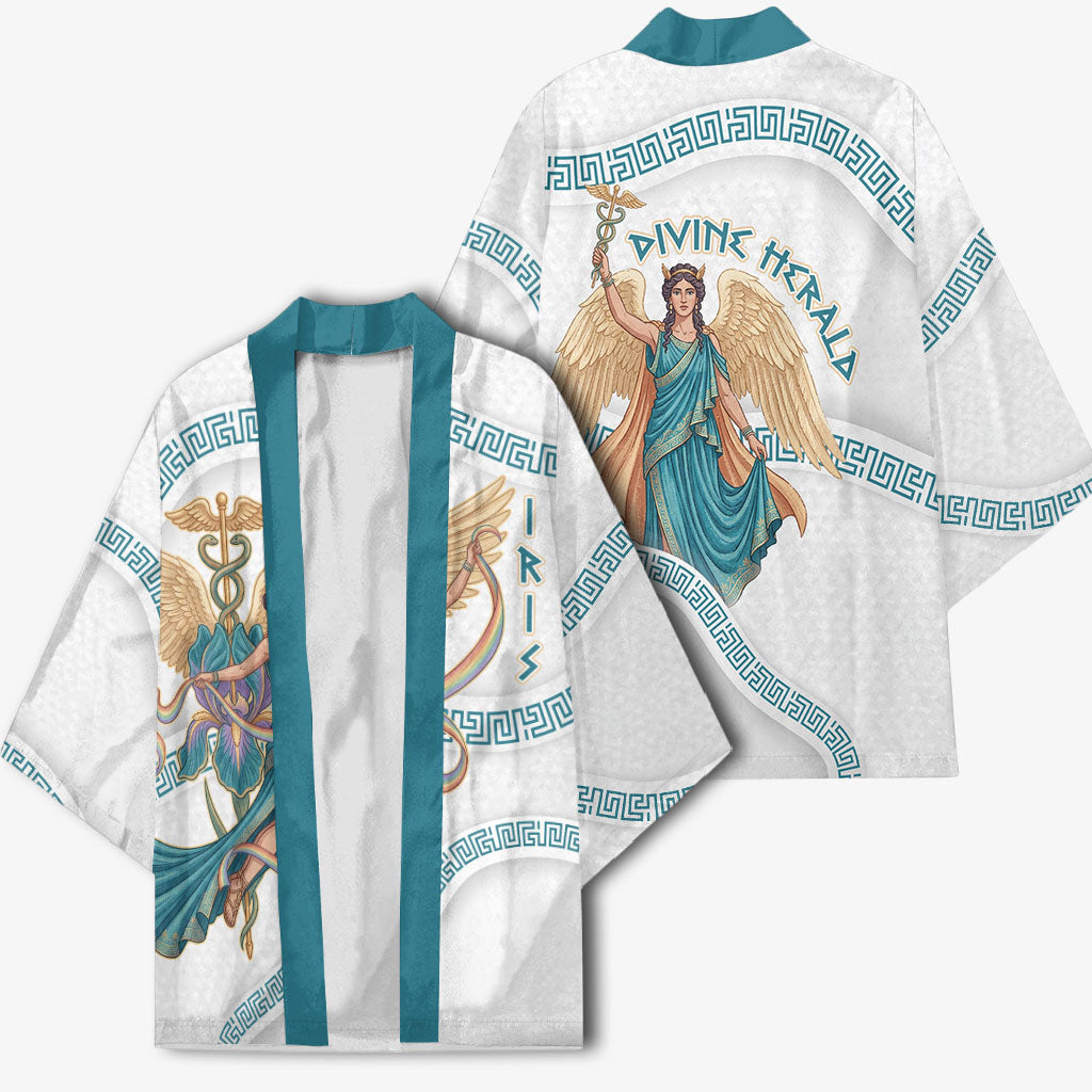 Iris Goddess Kimono Winged Iris Caduceus Staff Rainbow Ribbon Greek Key