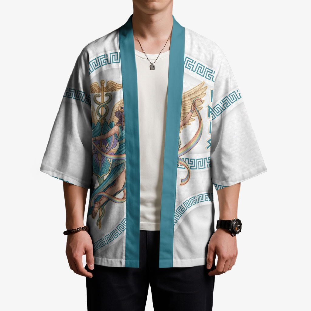 Iris Goddess Kimono Winged Iris Caduceus Staff Rainbow Ribbon Greek Key