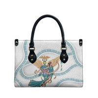 Iris Goddess Leather Bag Winged Iris Caduceus Staff Rainbow Ribbon Greek Key