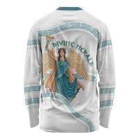 Iris Goddess Long Sleeve Shirt Winged Iris Caduceus Staff Rainbow Ribbon Greek Key