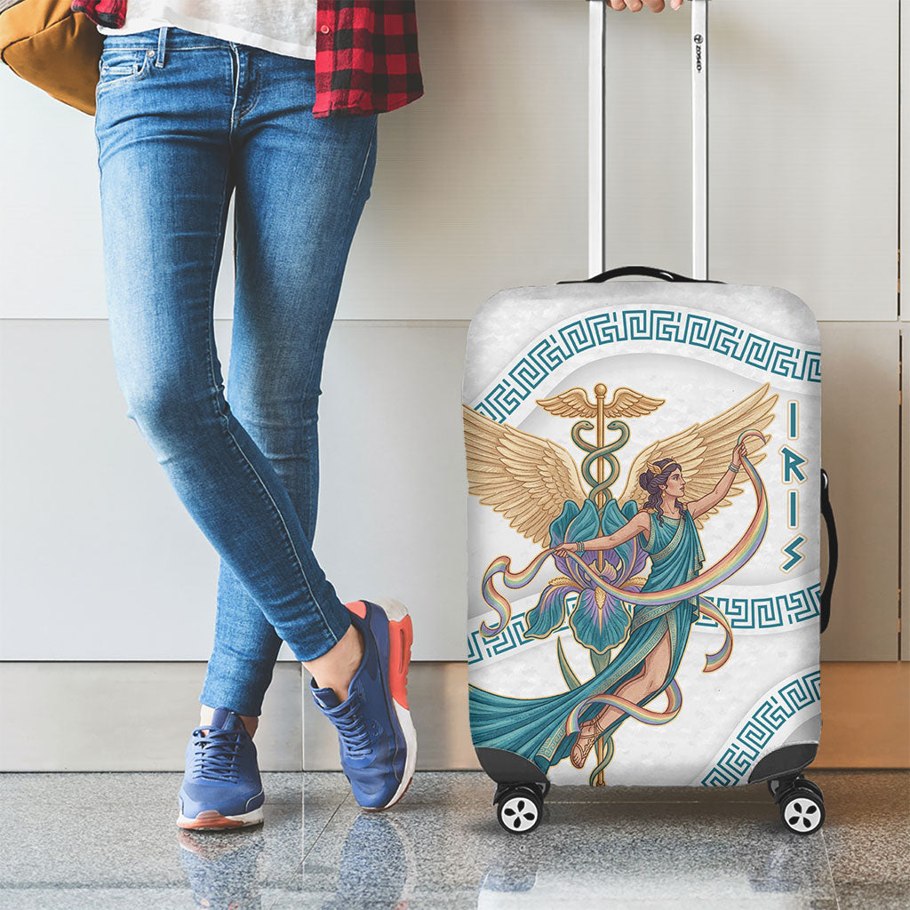 Iris Goddess Luggage Cover Winged Iris Caduceus Staff Rainbow Ribbon Greek Key