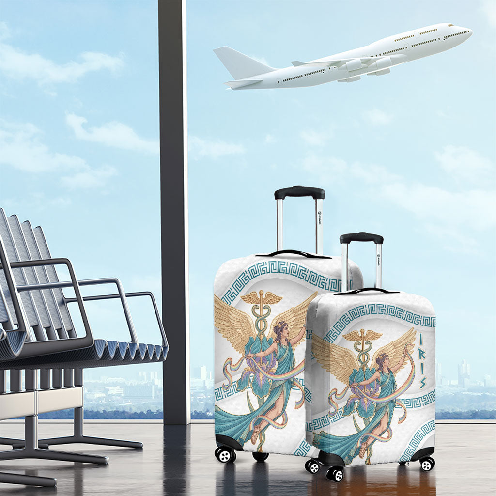 Iris Goddess Luggage Cover Winged Iris Caduceus Staff Rainbow Ribbon Greek Key