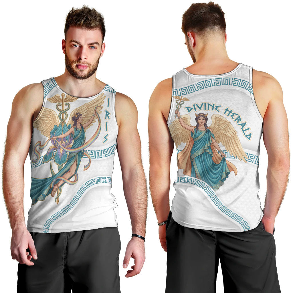 Iris Goddess Men Tank Top Winged Iris Caduceus Staff Rainbow Ribbon Greek Key