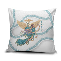 Iris Goddess Pillow Cover Winged Iris Caduceus Staff Rainbow Ribbon Greek Key