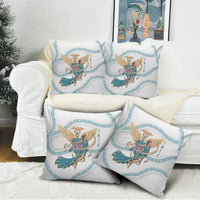 Iris Goddess Pillow Cover Winged Iris Caduceus Staff Rainbow Ribbon Greek Key