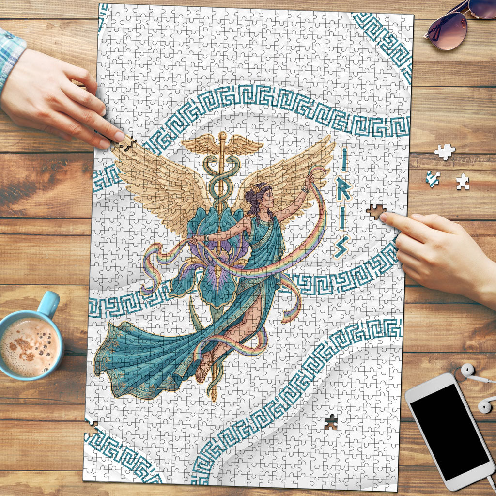 Iris Goddess Puzzle Winged Iris Caduceus Staff Rainbow Ribbon Greek Key