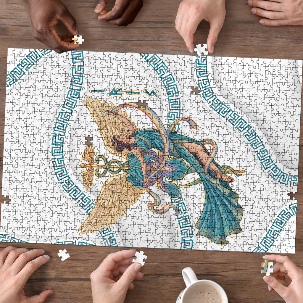 Iris Goddess Puzzle Winged Iris Caduceus Staff Rainbow Ribbon Greek Key