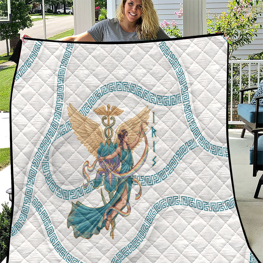 Iris Goddess Quilt Winged Iris Caduceus Staff Rainbow Ribbon Greek Key