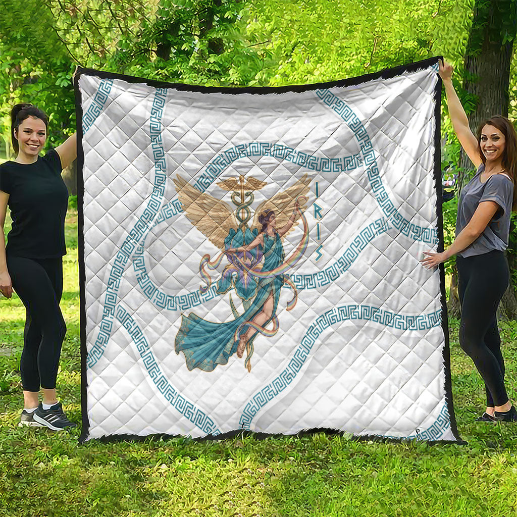 Iris Goddess Quilt Winged Iris Caduceus Staff Rainbow Ribbon Greek Key
