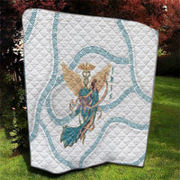 Iris Goddess Quilt Winged Iris Caduceus Staff Rainbow Ribbon Greek Key