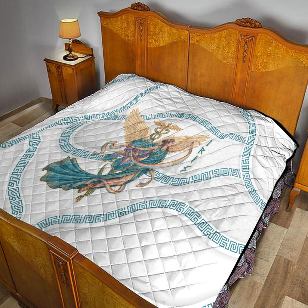 Iris Goddess Quilt Winged Iris Caduceus Staff Rainbow Ribbon Greek Key
