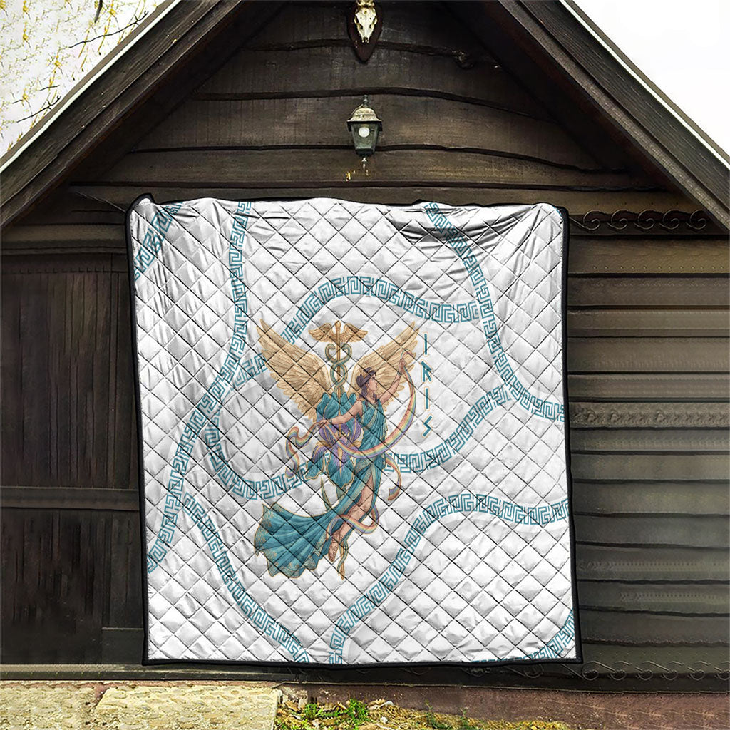 Iris Goddess Quilt Winged Iris Caduceus Staff Rainbow Ribbon Greek Key