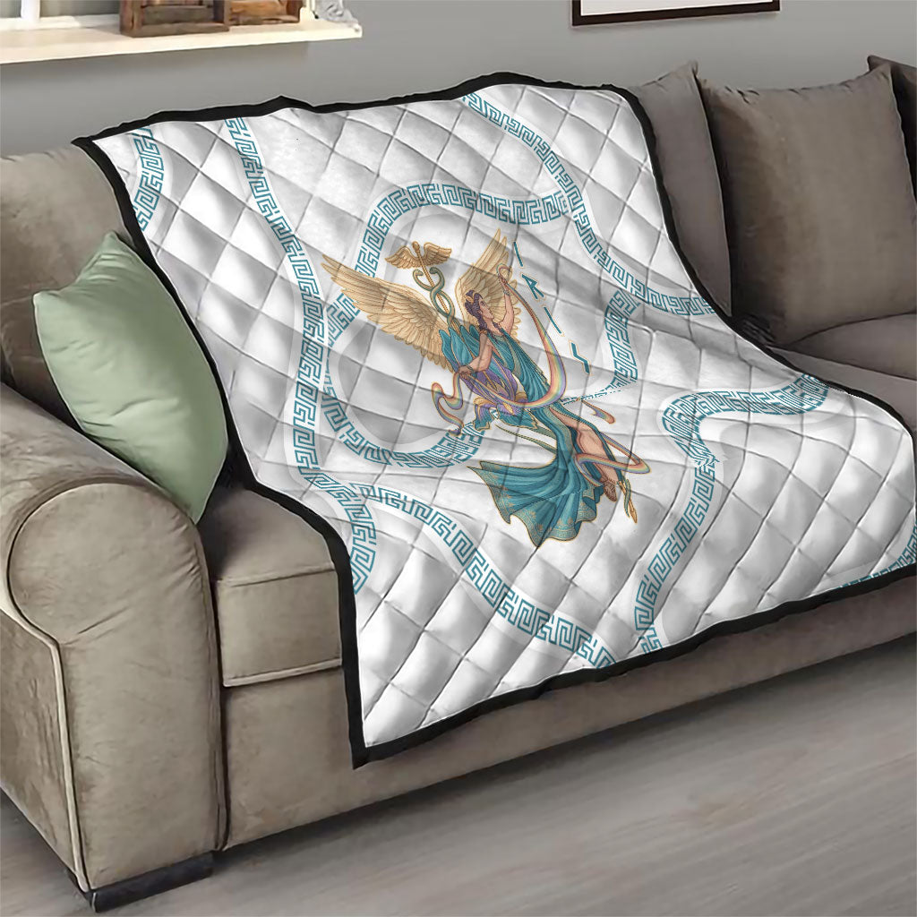 Iris Goddess Quilt Winged Iris Caduceus Staff Rainbow Ribbon Greek Key