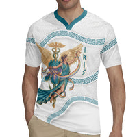 Iris Goddess Rugby Jersey Winged Iris Caduceus Staff Rainbow Ribbon Greek Key