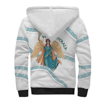 Iris Goddess Sherpa Hoodie Winged Iris Caduceus Staff Rainbow Ribbon Greek Key