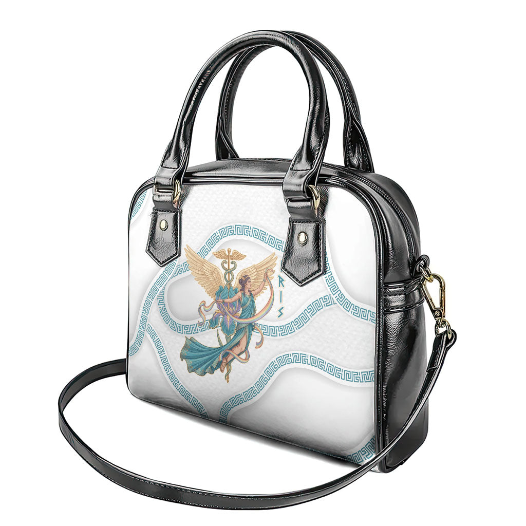 Iris Goddess Shoulder Handbag Winged Iris Caduceus Staff Rainbow Ribbon Greek Key