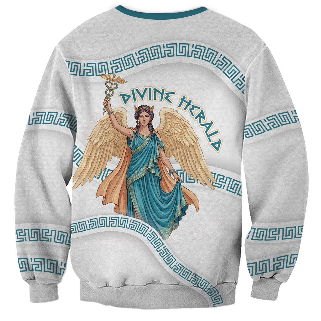 Iris Goddess Sweatshirt Winged Iris Caduceus Staff Rainbow Ribbon Greek Key