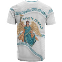 Iris Goddess T Shirt Winged Iris Caduceus Staff Rainbow Ribbon Greek Key