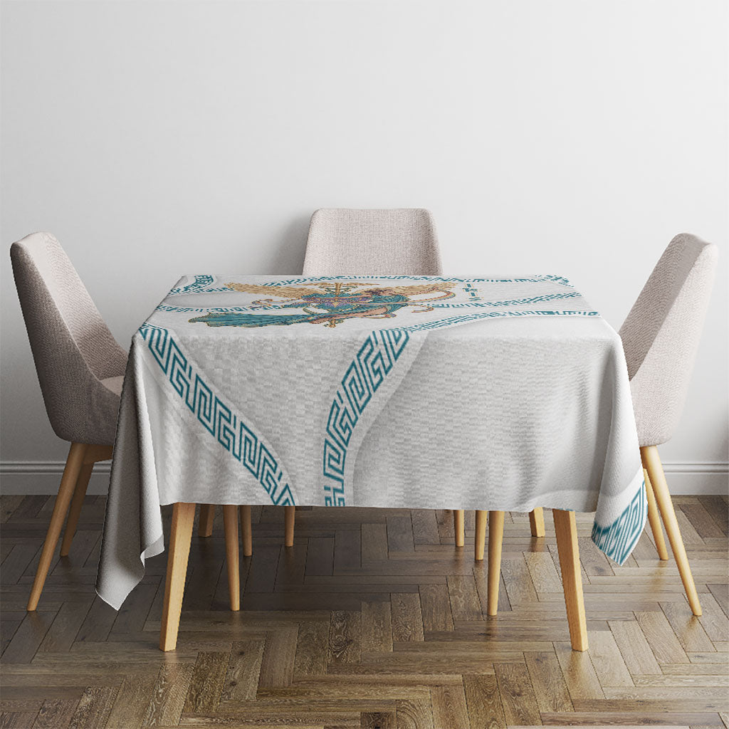 Iris Goddess Tablecloth Winged Iris Caduceus Staff Rainbow Ribbon Greek Key
