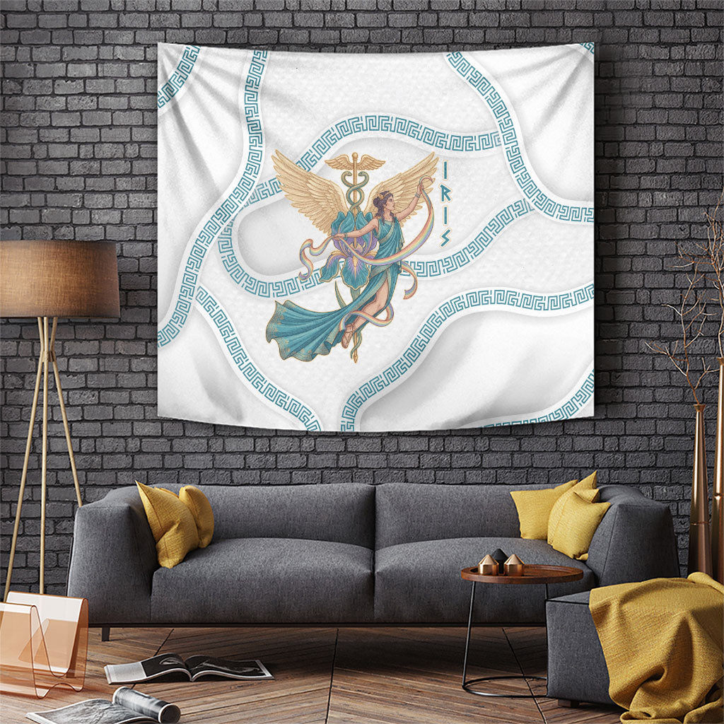 Iris Goddess Tapestry Winged Iris Caduceus Staff Rainbow Ribbon Greek Key