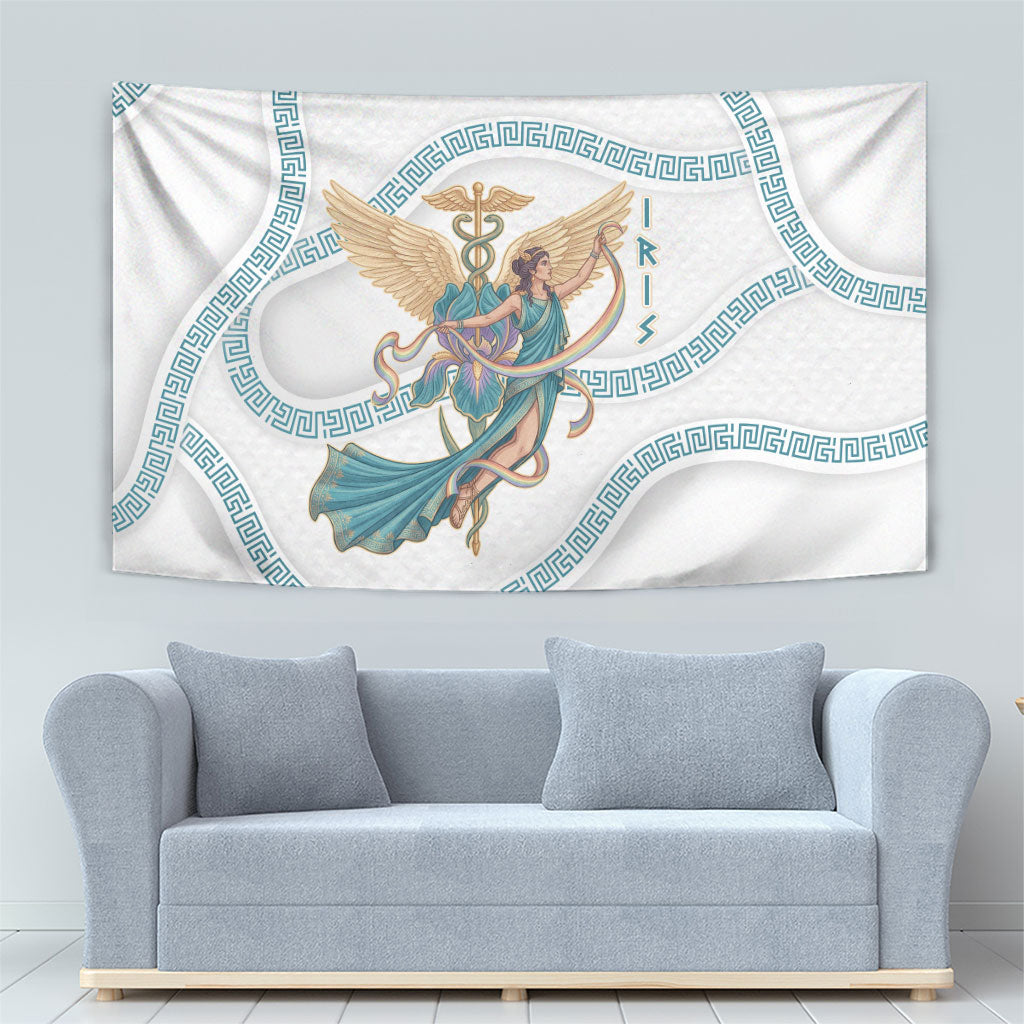 Iris Goddess Tapestry Winged Iris Caduceus Staff Rainbow Ribbon Greek Key