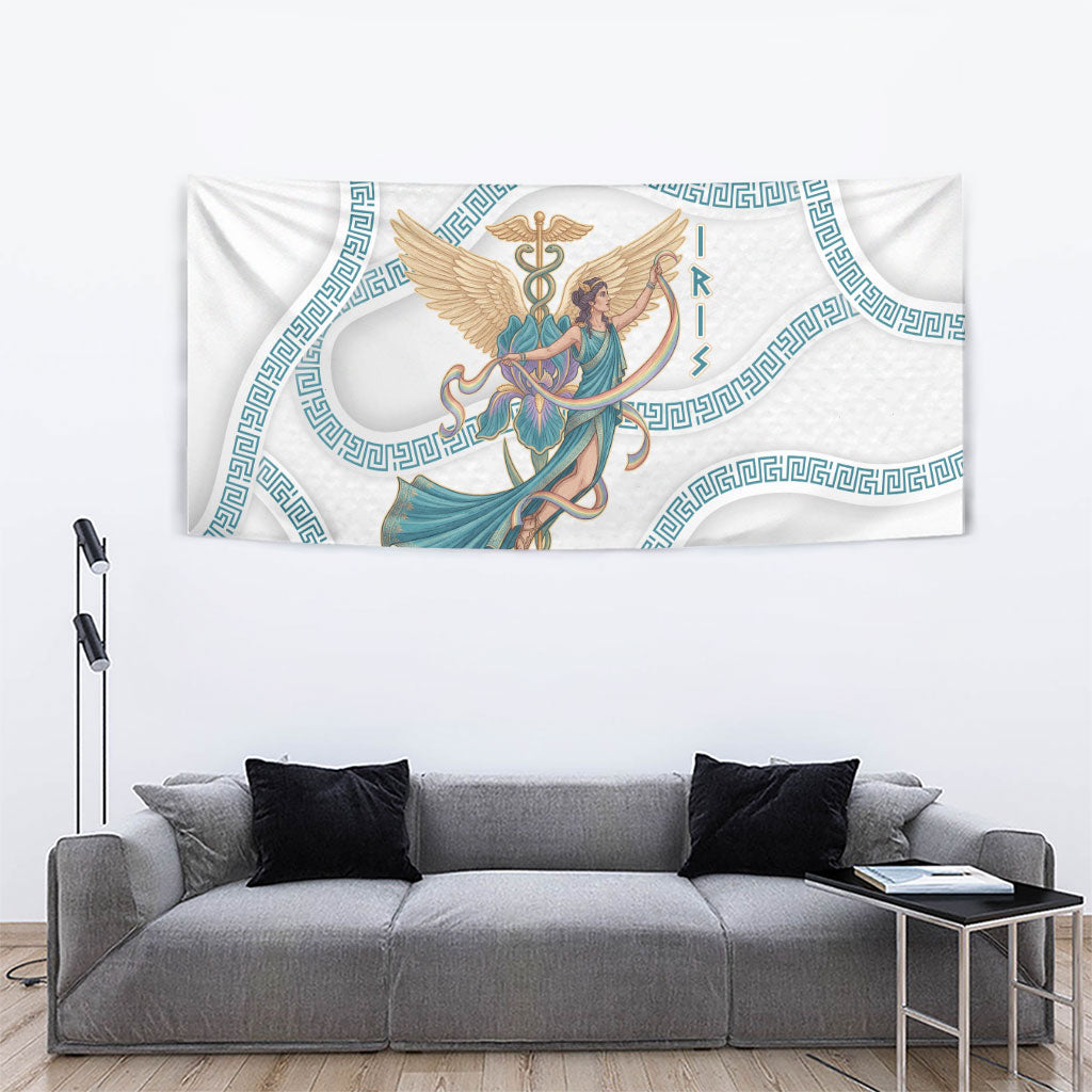 Iris Goddess Tapestry Winged Iris Caduceus Staff Rainbow Ribbon Greek Key