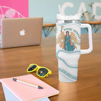 Iris Goddess Tumbler With Handle Winged Iris Caduceus Staff Rainbow Ribbon Greek Key