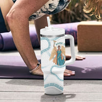 Iris Goddess Tumbler With Handle Winged Iris Caduceus Staff Rainbow Ribbon Greek Key
